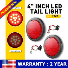2x 4 Red 12 Tail Led Rear Stop Brake Running Lights For Truck Trailer Boat New