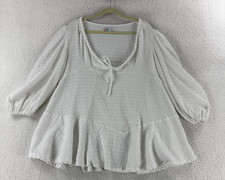 Free People Beach Anderson Mini Dress Womens Small White Puff Sleeve Pullover