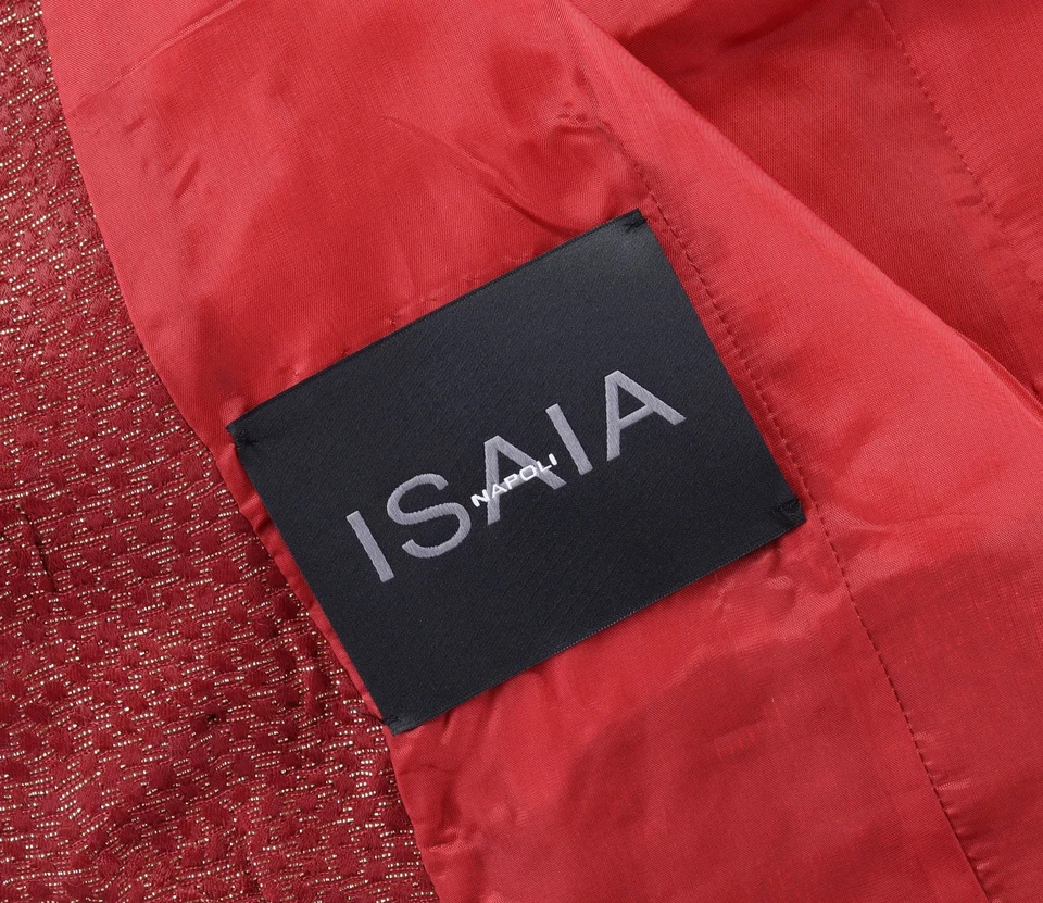 NUEVO CON ETIQUETAS CHALECO ISAIA Napoli rojo viscosa lana rojo hecho a mano lujo Italia 50 Foto 3 de 4