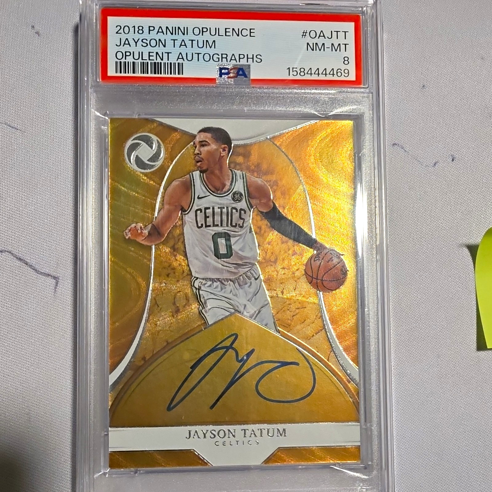 Panini 2018-19 Opulence Opulent Autographs Jayson Tatum OA-JTT /79 PSA 8