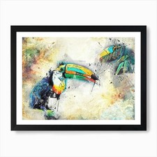 Tukan Junlge Animal Art Illustratio Framed Wall Art Poster Canvas Print Picture