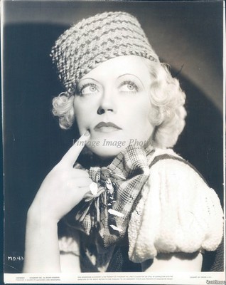 1935 New York City Marion Davies Green Yellow Hat Portrait Vintage Photo 8x10