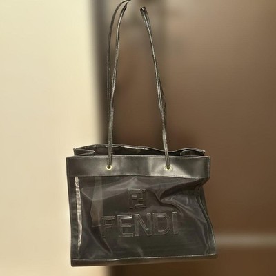 FENDI Mesh Tote Bag Schwarz mit Logo Mode Damen DDP USA Versand 2010