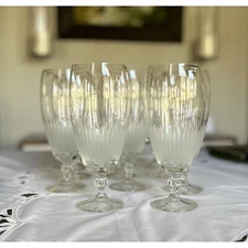 Conway by Toscany 24% Lead Crystal Iced Tea Glasses Discontinued Blown Glass Gob