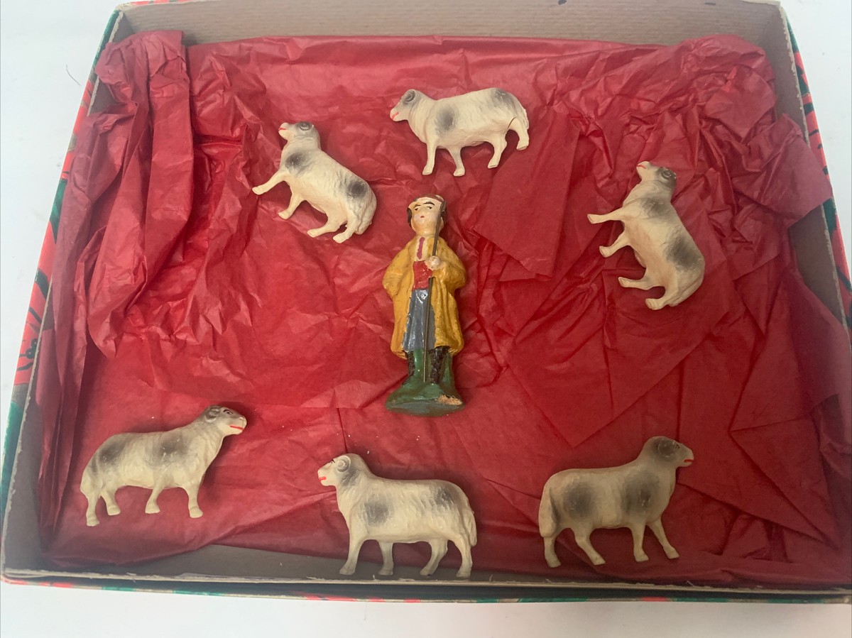 VINTAGE OLD MINI SHEEP SET FIGURINES. VERY OLD SHEEP TOY SET. | eBay