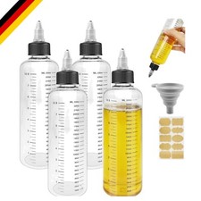 4 Stück Quetschflasche 250ml, Transparente Squeeze Flasche mit Skala, Kunstst...