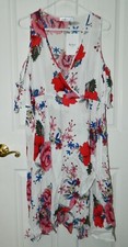 NWT NEXTMIA women's plus White FLORAL Open Sleeve WRAP Summer DRESS* 18 New