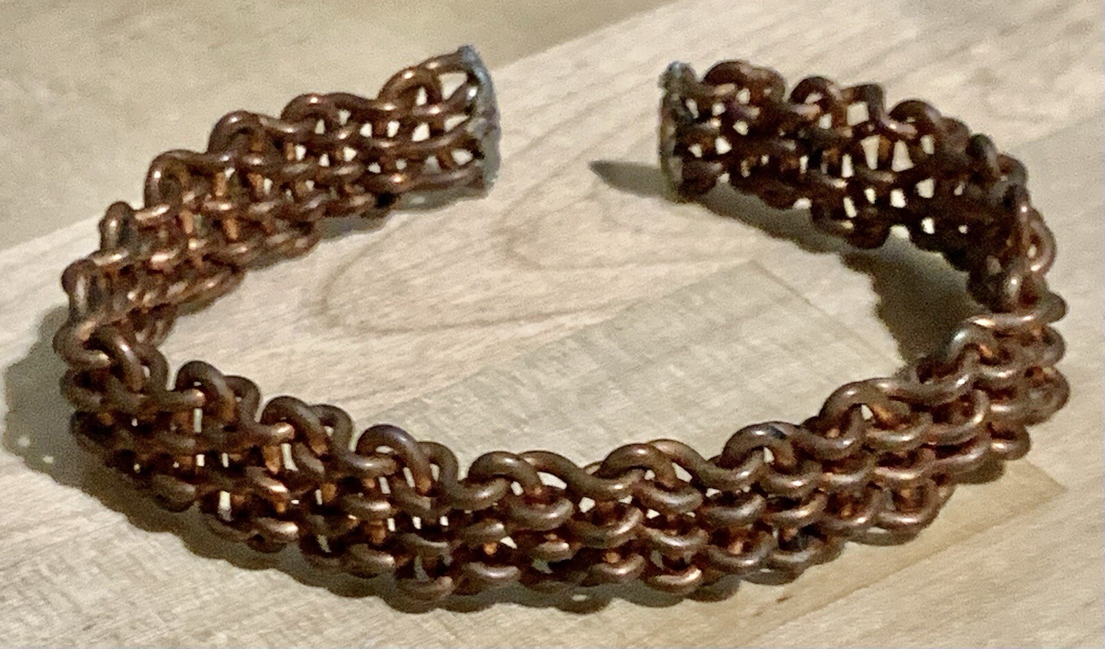 SUPER COOL VINTAGE SOLID COPPER BRAIDED WOVEN CHA… - image 1