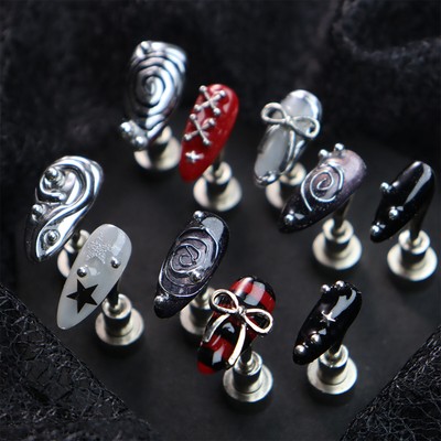 Handmade False Nail Mixed Color Star Almond Press on Nails for Nail Art 10PCS