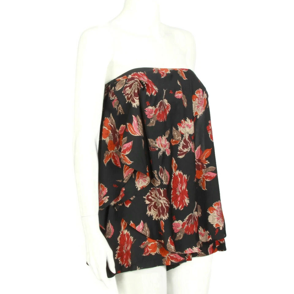 Mameluco Floral Cottagecore Negro Rojo Naranja Fluido Sin Tirantes EE. UU. 2 P/057 Foto 2 de 4