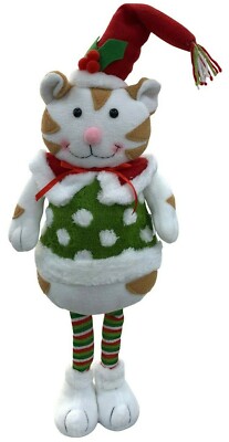 Rammento 70x26,5cm Plüsch Weihnachtselfe Katze Stofftier Stofftier Festlich Wohndeko