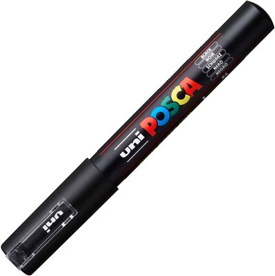 POSCA Acryl Marker Rundspitze Markier Stift schwarz Wasserfest viele Oberflächen
