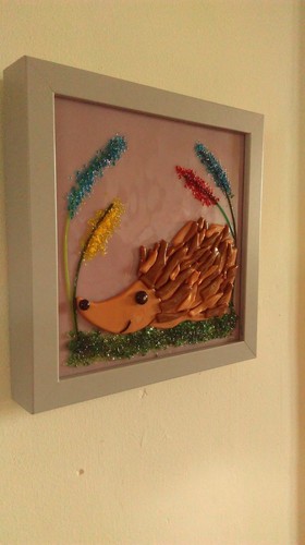 sunflower or hedgehog framed in fused glass 20 cm sq lovely gift made to order - Picture 6 of 6