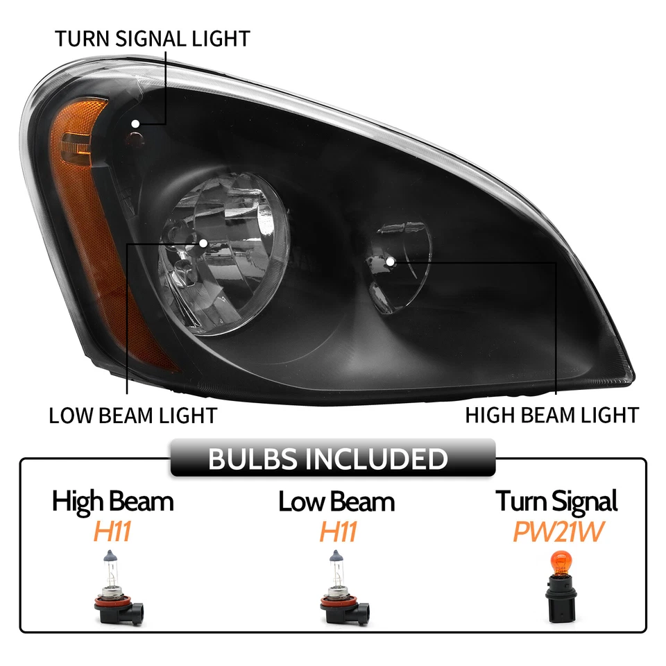 Faros delanteros negros izquierda+derecha Freightliner Cascadia 2008-2017 Foto 3 de 4