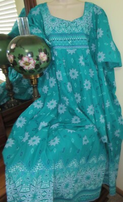 ONLY NECESSITIES TEAL BOHO  BEACH  MAXI MUMU house patio dress  sz 4X 30/32