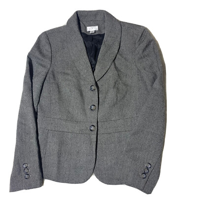 Loft Ann Taylor herringbone 100% wool three button blazer lined jacket sz  10