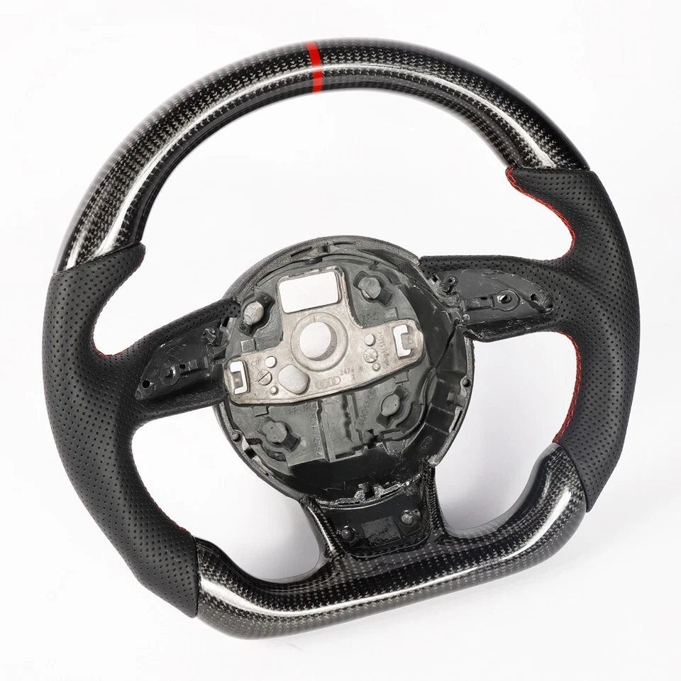 Volante deportivo plano de fibra de carbono para Audi 2012+ RS3 RS4 RS5 RS6 RS7 RS Q3 Foto 3 de 4