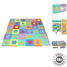 Kids Foam Puzzle Floor Mat - Educational Play Area with Bright Shapes  Colors