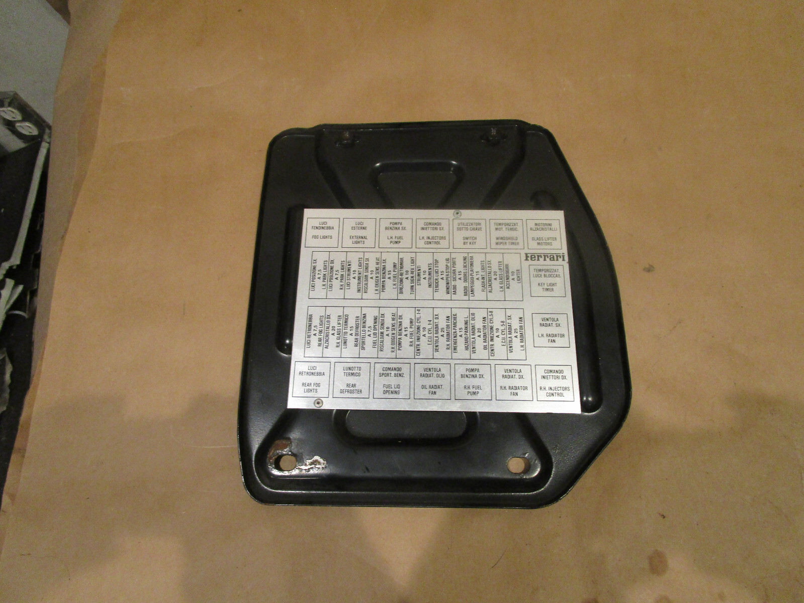 Ferrari 348 Passenger Foot Rest/ Fuse Shield With Number Plate- P/N 62129900