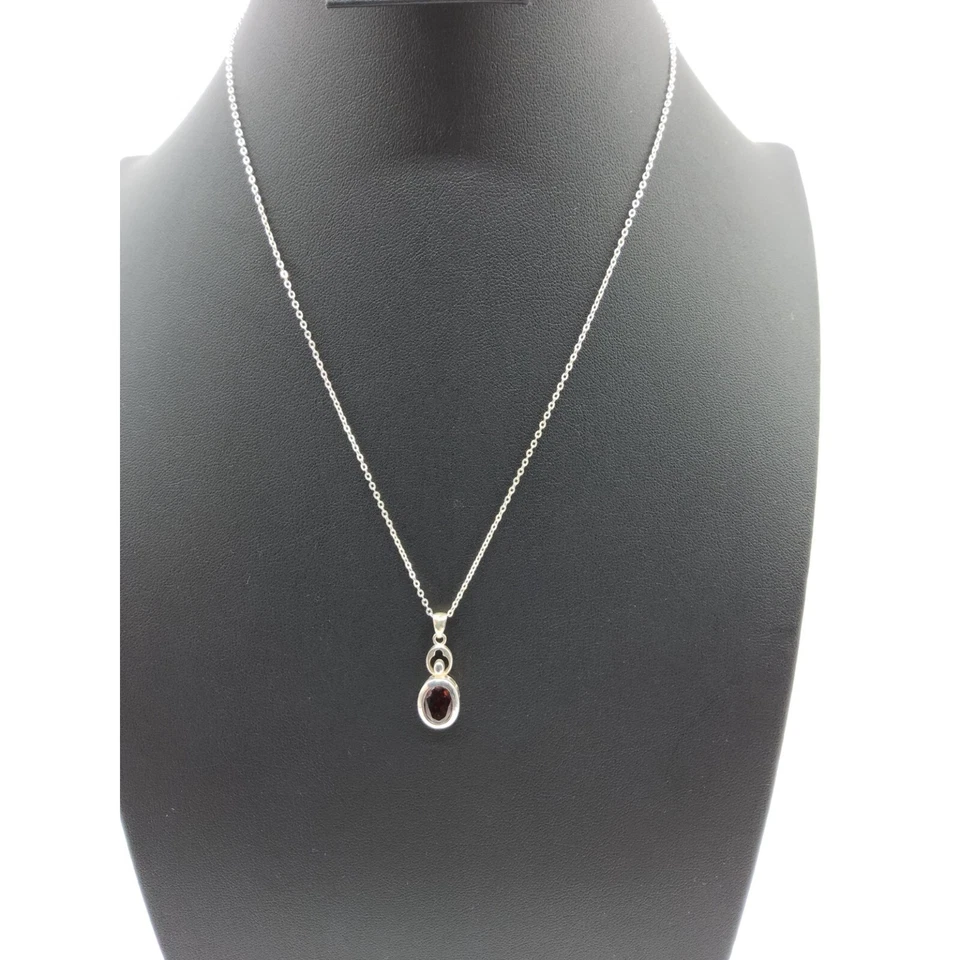 LUC Sterling Silver Red Tourmaline Necklace And Earrings Set Foto 2 de 4