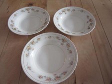 HOMER LAUGHLIN GEORGIAN COUNTESS EGGSHELL THREE RIMMED SOUP PASTA BOWLS FLORAL