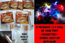 NEW COSPLAY HALLOWEEN COSTUME FAKE REALLY PUFF CIGARETTES 6PKS 12CIGS KEYCHAIN