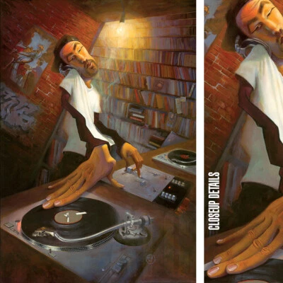 ARTTOCANVAS BRAND 24W"x36H" THE DJ by JUSTIN BUA - HEADPHONES TURNTABLE ALBUMS - CHOICES of CANVAS