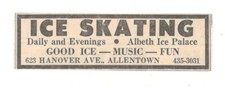 1963 ICE SKATING ALBETH ICE PALACE ALLENTOWN PA AD 1"X3" Newspaper 1960's APS102