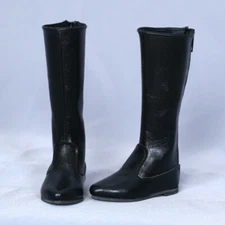 1/3 BJD Shoes Knee High Boots Pure Black PU Leather Boots for SD Dolls AOD DOD
