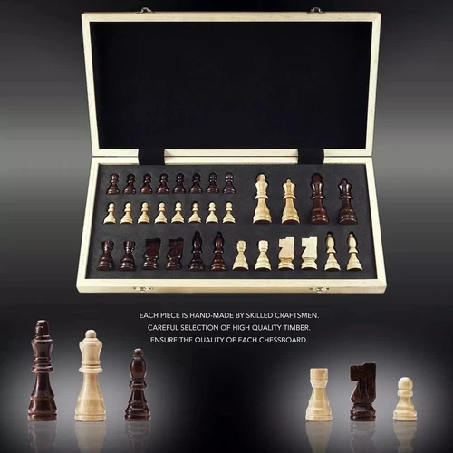 Chess Set, 15"x15" Folding Magnetic Wooden Standard Chess Game Board - Picture 3 of 4