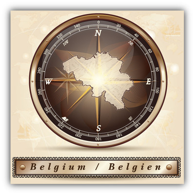 Belgium Compass Map Car Bumper Sticker Decal 5'' x 5''