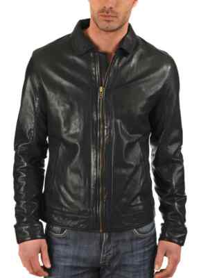 Classic Black W&W  Leather Jacket Antic Zipper Handmade Men Top Quality Leather