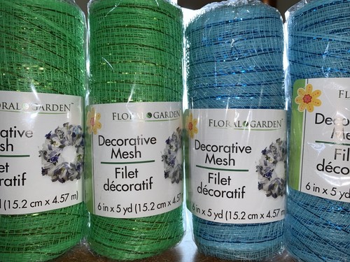 6 Piece Decorative Mesh BRIGHT GREEN, LIGHT BLUE & TEAL SPARKLE 6" X 5yd Fun Lot - Picture 9 of 11