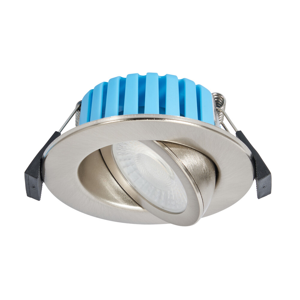 Litecraft Lydia Recess Downlight LED Bathroom Tiltable Spotlight - Satin Nickel