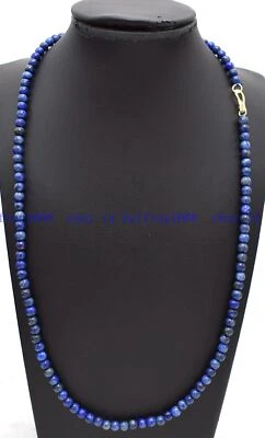 Natürliche 4mm Echtblau Lapis Lazuli Runde Edelstein Perlen Halskette 40-90cm - Bild 1 von 4