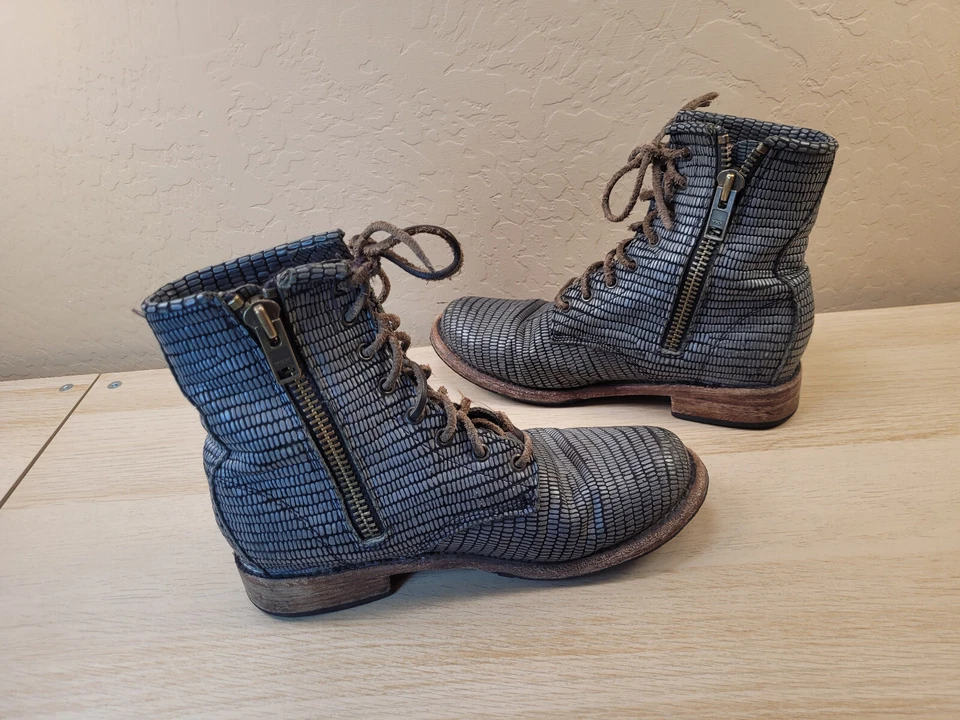 FreeBird Manchester "Blue Snake" Botas de Combate Gris al Tobillo para Mujer Talla 9 Foto 3 de 4