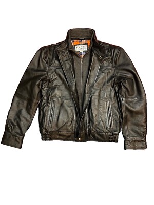 Double Collar Bomber Leather Jacket | eBay