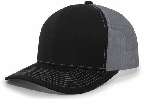 Pacific Headwear 104S Contrast Stitch Trucker Snapback - Graphite/White/Graphite - Os
