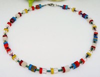 Traum Halskette Polaris WüRfel Malachit Bunt Multicolor Mehrfarbig Glas 512Dd