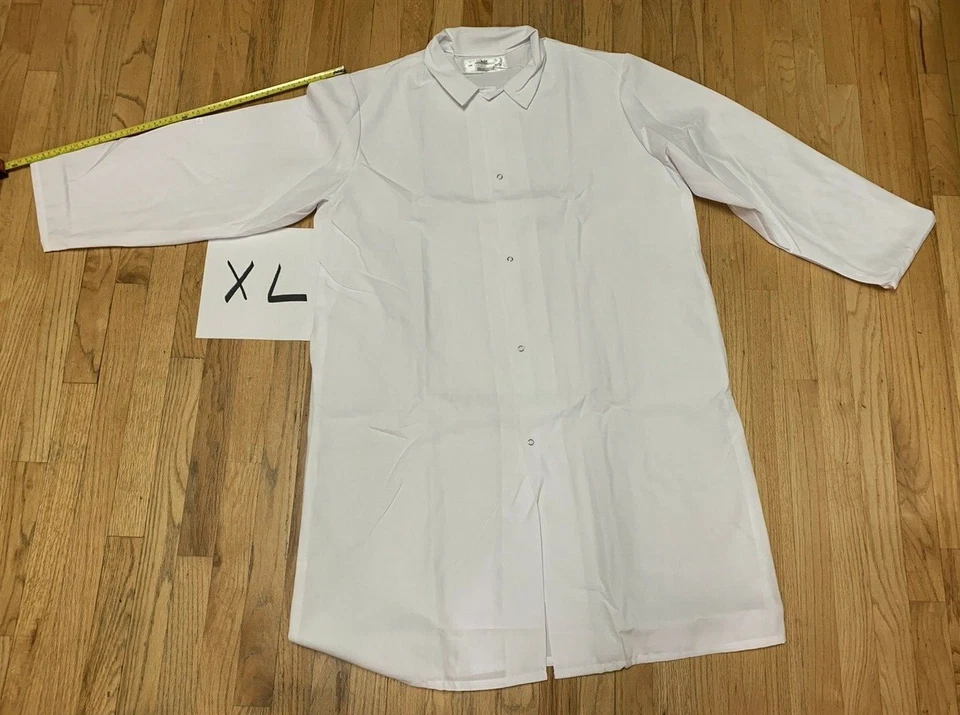 Lot of 5 Coats AGI Gripper-Front Spun Polyester Pocketless Butcher Coat 5 Sizes  - Image 2 of 4