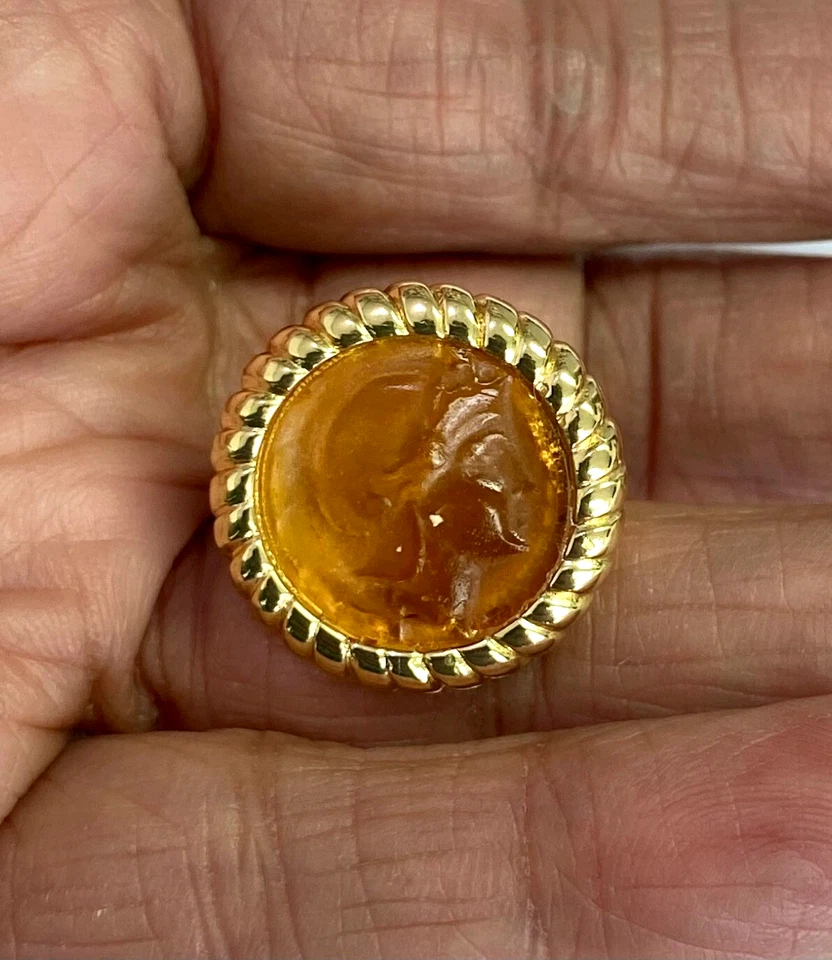 Anillo HSN Bellezza Bronce Mito Griego Murano Ámbar Vidrio Talla 5 Foto 4 de 4