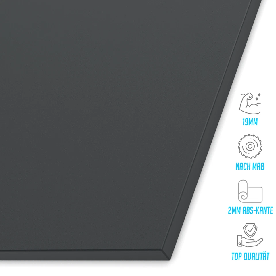 X57 Dekorplatte Schwarz 19mm - Spanplatte Tischplatte - 2mm ABS Kante - nach Maß - Bild 2 von 3