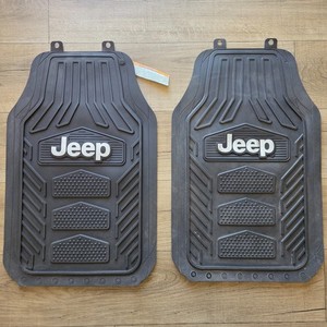 Jeep Rubber Floor Mats (2pc)  Official Mopar Licensed  Black w/ White Logo USED