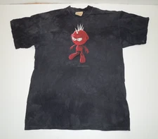VINTAGE 2004 THE MOUNTAIN TYE DYE BLACK SHIRT W/ RED DEVIL GRAPHIC,SZ L *DEFECT*