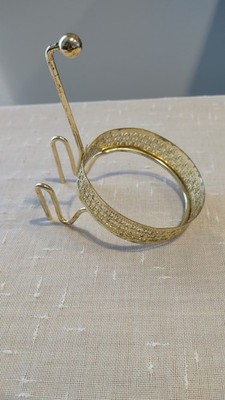 Vintage Anchor Hocking Chip And Dip Bowl Bracket Holder Gold Tone Metal 