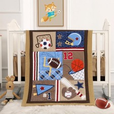 Wowelife Sports Mini Crib Bedding Set Boys Brown 3PCs Mini Crib Comforter Set...