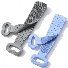 Dual-Sided Silicone Back Scrubber for Shower - 36in Exfoliating Body Brush