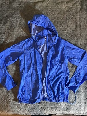 Blue Women s Columbia Brand Rain Jacket Zip Up with Hood Size Large