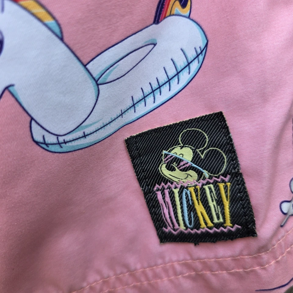 Neff X Disney Mickey Mouse Board Shorts Swim Trunks Pink Blue Mens Size Small - Image 3 of 4