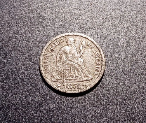 Choice XF 1874-P Arrows Seated Liberty Dime